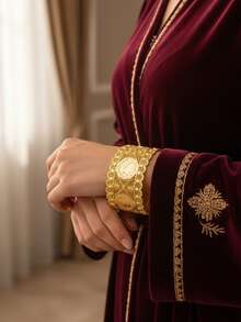 1 Set de gran tamaño de collar con colgante de metal imperial a juego con pulsera hueca con cabeza de Napoleón, conjunto de joyas para uso diario, bodas de Medio Oriente y Arabia Saudita - Collar 2696 - Ver 7