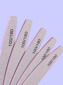 5Pcs/10Pcs Grey Nail Art File Half Moon Buffer Block Double Sided Manicure Files Sticks Nail Salon Tools