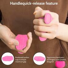 1 Pair Pink Grip Strengthener Equipment, Pink & Gray Fabric Box, Silicone Gym Grips For Weightlifting, Alternative To Men's Sports Gloves, Women's Non-Slip Gym Fitness Handles, Rubber Gym Bar Grips Pads For Pull-Ups, Best For Christmas, Perfect For Thanksgiving - Multicolor - View 6