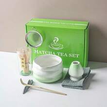 1pc/4pcs/7pcs Matcha Tea Set, Japanese Style Matcha Bowl With Spout, Matcha Whisk Holder, Ceramic New Matcha Whisk, Matcha Scoop, Tea Strainer, Tea Cloth, Holiday Gift Set, Christmas Gift