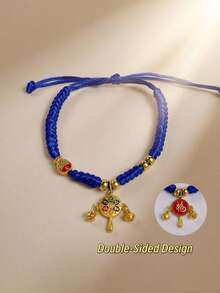 1 قطعة من اكسسوارات الحيوانات الأليفة، قلادة عنق مضفرة، طوق من الحبل الأزرق والأحمر بعقدة مباركة، لوازم الحيوانات الأليفة لمناسبات الربيع والأعياد والسنة الجديدة