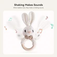 Nordic Style Beige Simple Rabbit Rattle Toy, Baby Easy Grasp Hand Shake Bell, Infant Teething Soothing Grab Training, Crib Hanging Stroller Decor, Newborn Baby Birthday Gift - Multicolor - View 6