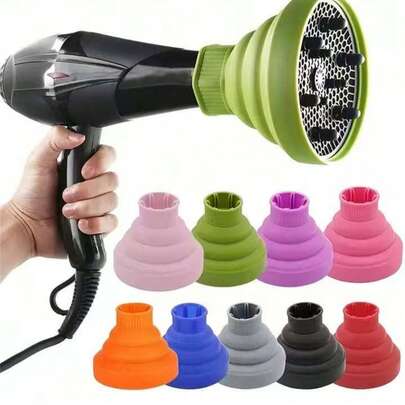 2/1个硅胶吹风机扩散器，适用于小型吹风机，黑色/粉色，可调节，耐热扩散器，护发产品，吹风机硅胶扩散器配件，卷发扩散器