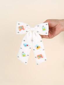 1pc Women Back To School Season White/Blue/Yellow Bow Hair Clip With Long Tails Rhinestone Stationery Accessories Decor Solid Color Hair Clips Alligator Clip Teacher Gift Hair Accessory Fashion Hair Accessory, Claw Clips, Hair Claws, Clips For Hair, Hair Slide, Hair Barrettes, School Stuff, Hair Accessories, Party, Head Accessories, Hairpin - Multicolor - View 8