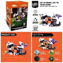 6 Ft Long Halloween Inflatables Outdoor Decorations, Blow Ups Yard Decorations, Sitting Inflatable Skeleton And Dinosaur Hold Pumpkin Outside Halloween Decor