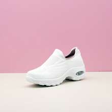 Damskie, czarno-różowe, codzienne, amortyzowane buty do biegania z amortyzacją, odpowiednie do uprawiania sportu, wypoczynku, tańca, karmienia piersią, z podeszwą typu rocker, na platformie, do grubych trampek