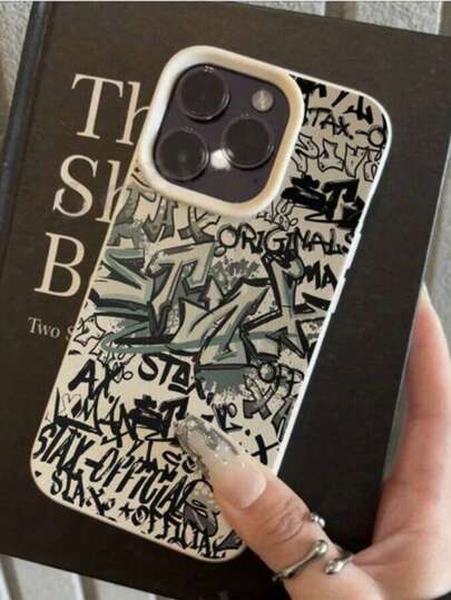 1 Stück TPU Material Künstlerische Graffiti Buchstaben Vollbild Muster Handyhülle kompatibel mit iPhone