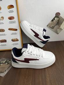 New Women Casual Anti-Slip Lightweight Fashion Casual White Sneakers, Lace-Up Patchwork Outdoor Casual Shoes