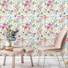 1 Rolle Schlafzimmer Renovierung und Verschönerung Tapete, Aquarell Blumen selbstklebende Tapete, abnehmbare Wanddekoration für Wohnzimmer Wandbilder, Heimdekoration Tapetensticker, Raumdekoration - selbstklebende Tapete Wandaufkleber Tapete zum Abziehen und Aufkleben