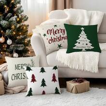 4pcs Simple Christmas 4-Piece Set, Single-Sided Printed Throw Pillow Cover 45*45cm - Multicolor - View 8