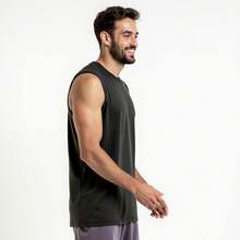 Kit 04 Men's Dry Fit Sports Fitness Tank Top Quick Dry Gym Training Breathable - 黑色 - 查看 3