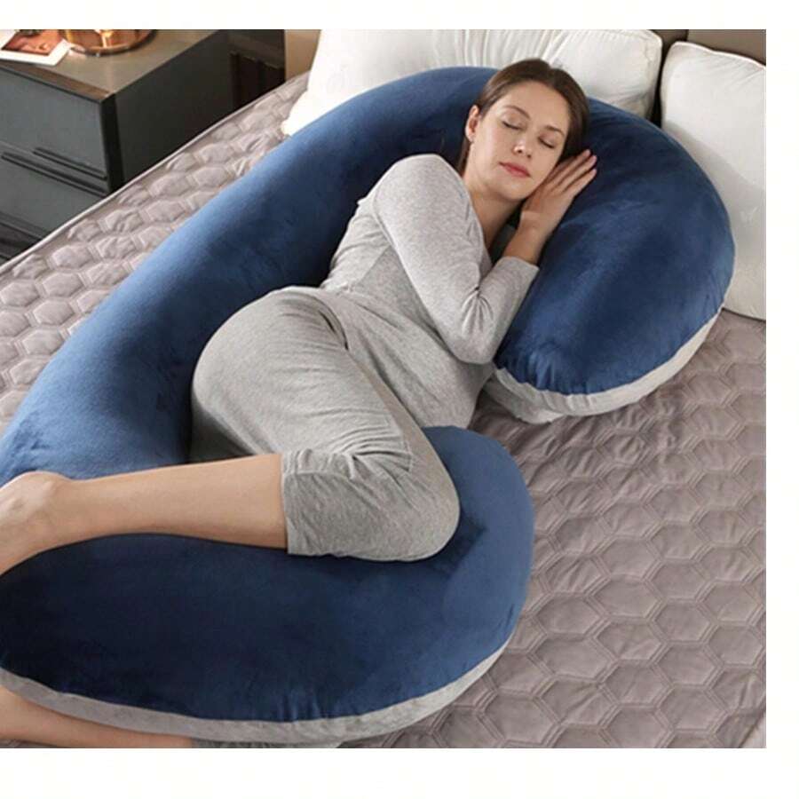 Almohada 2 en 1:Comodidad para el Embarazo Y Lactancia.Almohada /Cojin multifuncional.Comodidad y soporte en cada etapa. - Marino con gris - Ver 1