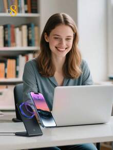 D8 15W Fast Magnetic Charger Stand Compatible With I Phone 17/1615/14/13/12 Series, Fast Charging With Charger Stand Compatible With I Phone17/16 / I Phone16 Pro / I Phone 16 Pro Max /15, 14,13,12 Pro Max/Pro/Mini/Plus - Multicolor - View 3