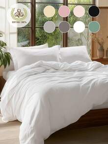 Bộ ga trải giường 2/3 món bằng cotton nguyên chất, 100% cotton, mềm mại và thoáng khí, thân thiện với da, chống xù lông, đồ dệt gia dụng thời trang, bao gồm vỏ chăn và vỏ gối, phù hợp với giường đơn, đôi, cỡ Queen, cỡ King, không bao gồm chăn bông, dùng được cả bốn mùa, nhiều màu sắc để lựa chọn, có thể giặt máy. - Nhiều màu - Xem 11