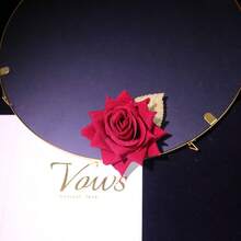 1pc French Artificial Rose Boutonniere, White, Burgundy, Red Rose Flower For Groom Wedding, Party Brooch Valentine's Day Accessories