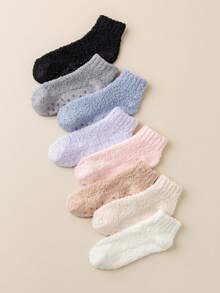 1/4 Pair Women's Thick Coral Fleece Socks With Silicone Anti,Slip Sole, Warm Indoor Home Floor Socks For Winter, Cozy Socks - Multicolor - View 4