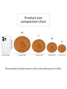 1pc Rattan Trivets For Hot Pots And Pans, Rattan Drink Coasters, Exotic Handmade Artisan Teapot Coasters, Creative Gift,Suitable For Halloween Holiday Coasters And Placemats, As Well As Christmas Kitchen Coasters And Placemats. - Brown - View 3