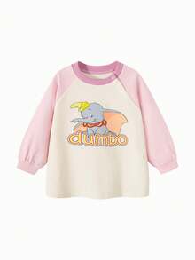 mini bala 女宝宝小飞象卡通长袖T恤柔软舒适可爱日常上衣 - 粉紅 - 查看 4