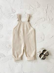 Baby Girls' Casual All-Over Embroidered Floral Light Blue Suspender Pants, Summer - Apricot - View 10