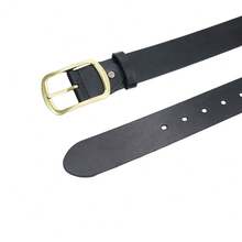 1 Piece Of Men's Alloy Japanese Buckle Antique Belt, Men's Soft Leather Youth Perforated Copper Needle Buckle