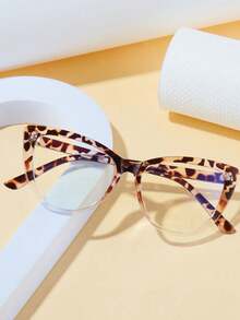 1pc/2pcs/3pcs Unisex Transparent Lens Fashion Cat Eye Leopard Print Non-Prescription Glasses, Suitable For Daily Computer, TV, Gaming, Mobile Phone Use To Relieve Eye Fatigue - rùa đồi mồi - Xem 2
