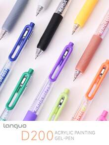 Languo 90 Colors Acrylic Paint Gel Pen Set - Professional Layering Art Markers For Students, 0.7mm Fine Tip DIY Drawing Pens For Glass/Paper/Wood/Blackboard/Tumblers/Plastic, Great For Study Notes And Crafts - Multicolor - View 8