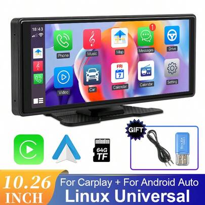 10.26 Inch Car Radio Multimedia Video Player Wireless Carplay And Wireless Android Auto Portable Universal Car Monitor