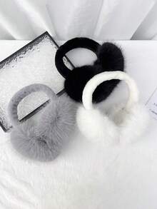 1 peça de protetores auriculares de pelúcia que mantêm aquecidos, protegem as orelhas do frio, meninas fofas, protetores auriculares dobráveis, protetores auriculares peludos, protetores auriculares à prova de vento, inverno quente