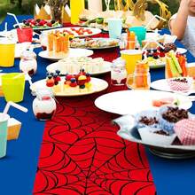1包/2包 54 x 108英寸 蜘蛛主题婚礼派对桌布 红色蓝色一次性桌布，适用于蜘蛛主题生日派对装饰、超级英雄派对用品、生日装饰 - 紅色 - 查看 6