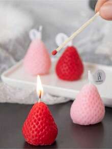 60pcs Soy Wax Strawberry Scented Candles, Cute Creative Handmade Candles, Ideal For Birthday, Meditation, Stress Relief, Bathing, Party Decoration, Birthday Gifts, Holiday Decor