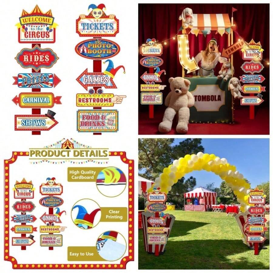 20 Pcs Circus Theme Party Decorations Circus Photo Booth Props Decorations Welcome Circus Decorations - Lễ hội hóa trang - Xem 1