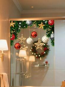 1 szt. Naklejka na okno z motywem Świętego Mikołaja – statyczna dekoracja świąteczna, odpowiednia do domów, drzwi, szkła – dekoracja świąteczna do wnętrz, śnieżna zimowa sceneria, wspaniały prezent na święta Bożego Narodzenia, dodająca świątecznej atmosfery Twojemu domowi