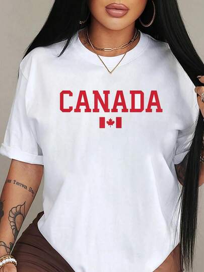100% Cotton Canada Shirt Women Men  Red Maple Leaf Canada Day T-Shirt Shirt  Women