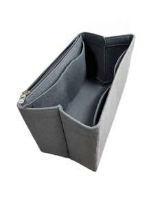 带拉链的柔软毡手提包收纳袋 - 多功能便携式分隔袋，用于宽敞的化妆品存储，轻便的旅行和休闲风格的包袋配件 - 彩色 - 查看 6