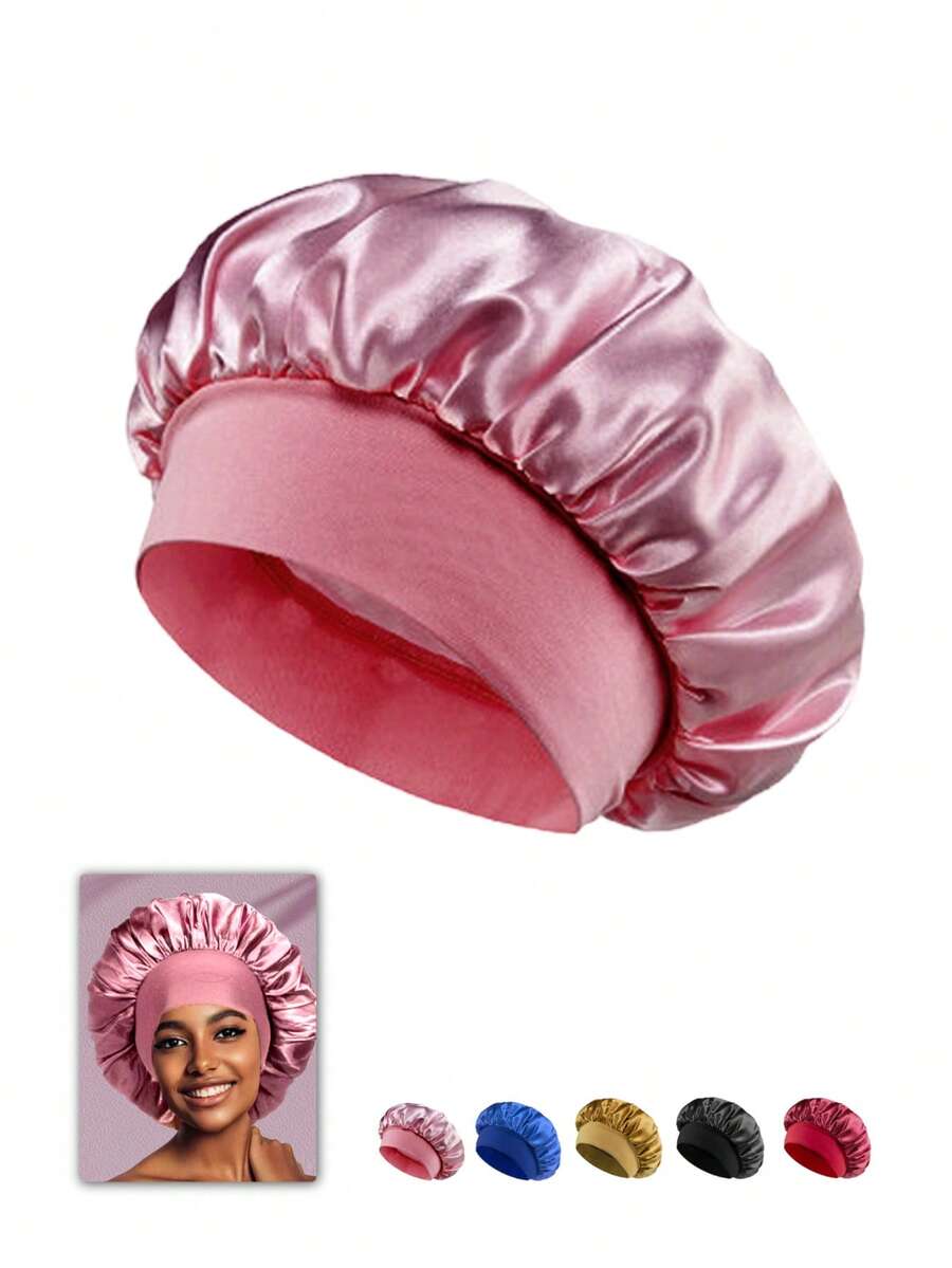 Cuffia da notte in raso elastica e regolabile | Cuffia da notte in seta per proteggere i capelli ricci, morbida fascia