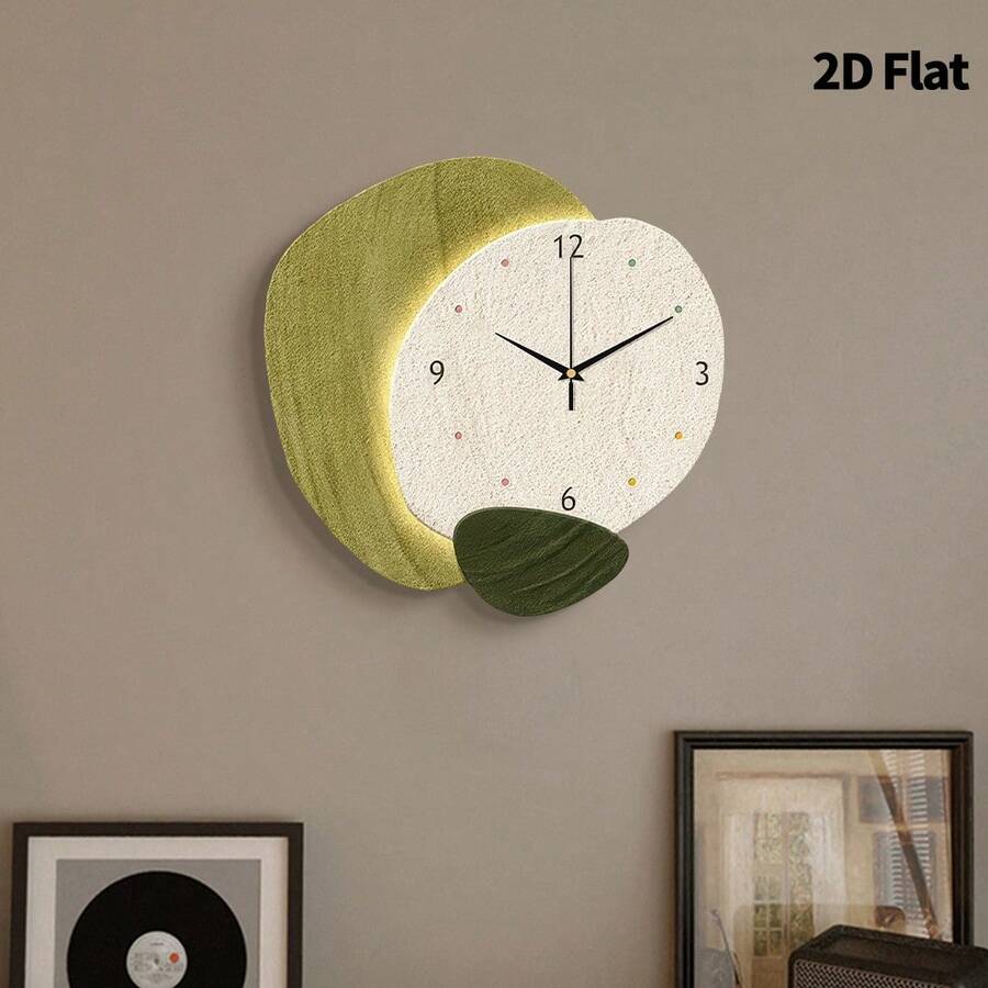 2 D plat, 1 pièce Horloge murale décorative minimaliste moderne et créative, mouvement à quartz super silencieux sans tic-tac, convient pour la décoration de la chambre, de la salle à manger, du salon, du bureau, du canapé et des murs, décoration d'intérieur