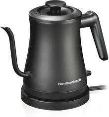 Hamilton Beach - Hervidor eléctrico compacto de cuello de cisne de 20 onzas / 0,6 litros para agua hirviendo, verter sobre café, té, calentamiento ultra rápido con 1200 vatios, interior de acero - Negro - - Ver 13