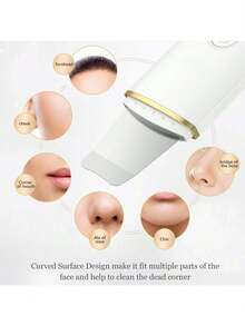 Ultrasonic Skin Cleansing Tool - USB Rechargeable, Vibration Face Scraper Blackhead Remover, Spatula Exfoliating Facial Lifting Beauty Tool, Affordably-Priced Skincare Device, Includes 2 Silicone Heads - Multicolor - View 3