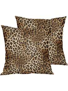2/4pcs Leopard Print Pillow Covers, Soft Cheetah Pattern Pillow Shams, Decorative Throw Pillow Cases For Home Sofa, Bed, Couch, Single-Sided, Inserts Not Included - Coffee Brown - View 8