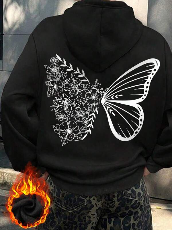 Sweat-shirt à capuche double pour amateurs de plantes vertes. Sweat-shirt à capuche imprimé papillon à double couche, style hip hop, baraque street, mode femme. Cardigan gothique femme pour l'automne et l'hiver. Manteau alternatif de style fée gothique, grande taille. Coupe-vent, pull-over, cardigan pour Noël, tenue de bureau décontractée. Vêtements d'extérieur femme grande taille pour l'hiver.