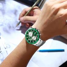 CURREN 男士手表 奢华商务石英计时防水不锈钢腕表 带夜光自动日期显示 - 彩色 - 查看 4