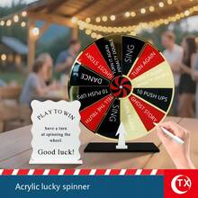 1قطعة عجلة جوائز أكريليك DIY للأحزاب قابلة للمسح مع حامل، لوحة دوارة محمولة للمهرجانات والفعاليات، متعة تفاعلية لأمسيات ألعاب العائلة والفصول الدراسية، أداة تعليمية عجلة دوارة للطاولة ، عجلة السحب للحظ، المهرجانات والمعرض التجاري