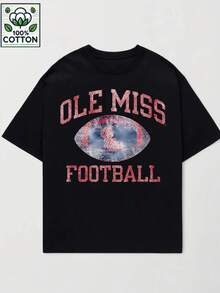 Ole Miss Football T Shirt For Men Women 100 Cotton Graphic Tee University Of Mississippi Sports Apparel Team Spirit Wear College Game Day Outfit Casual Short Sleeve Top - 黑色 - 查看 1