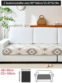 1pc Bohemian Quilted Plush Sofa Cushion Cover, Warm-Toned Country Style Sofa Slipcover, Anti-Slip & Anti-Scratch, Suitable For All Seasons, Fits 1/2/3/4 Seater Sofas And Sectionals, Ideal For Living Room/Dining Room/Bedroom/Study, Autumn Decor, Dorm Decor, Back To School - Light Grey - View 17