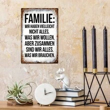 1 Piece German Vintage Metal Wall Art Sign With Quote 'Family: We May Not Have Everything We Need, But Together We Are Enough' - Rustic Iron Art Home Decor For Farmhouse, Office, Bar - Perfect Family Gift For Bedroom, Living Room Or Holiday Decoration, Distressed Effect - Mix - View 5