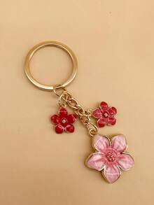 HAILIAN 1pc Alloy Material Sakura Flower Shaped Keychain Lightweight & Elegant Suitable Bag Pendant Car Keys Couples Birthday Holiday Gifts Bridesmaid Gifts Summer - 藍色 - 查看 4