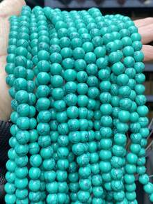 15 Inch 4/6/8/10/12mm Natural Stone Round Beads, Turquoise/White Turquoise/Blue Turquoise, Protective Energy/Prosperity/Chakra Healing Stones, For DIY Jewelry Making/Bracelets/Necklaces And Craft Accessories