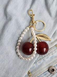 1pc Chic Cherry Keychain With Sparkling Resin Pendant - Alloy Customizable C-Hook Closure For Women's Wallets & Bags Ideal Gift For Family Friends And Couples Valentine's Day Gift Valentines Bracelets Valentines - 彩色 - 查看 7