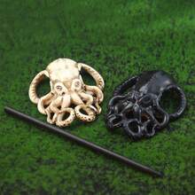 XJYHDY 1 Pc Gothic Pirate Octopus Hairpin - Vintage Octopus Hairpin Hair Accessories, Perfect For Cosplay, Halloween Theme Parties, Halloween Costume Accessories Hair Accessories, Octopus Dress Up Headwear Vintage Accessories (Black & Milky)