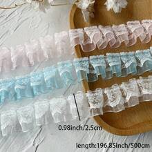 Colorful Double-Layer Ruffle Lace Tulle Trim, Sewing Accessory For DIY Clothing, Curtains, Skirt Hem - Multicolor - View 3